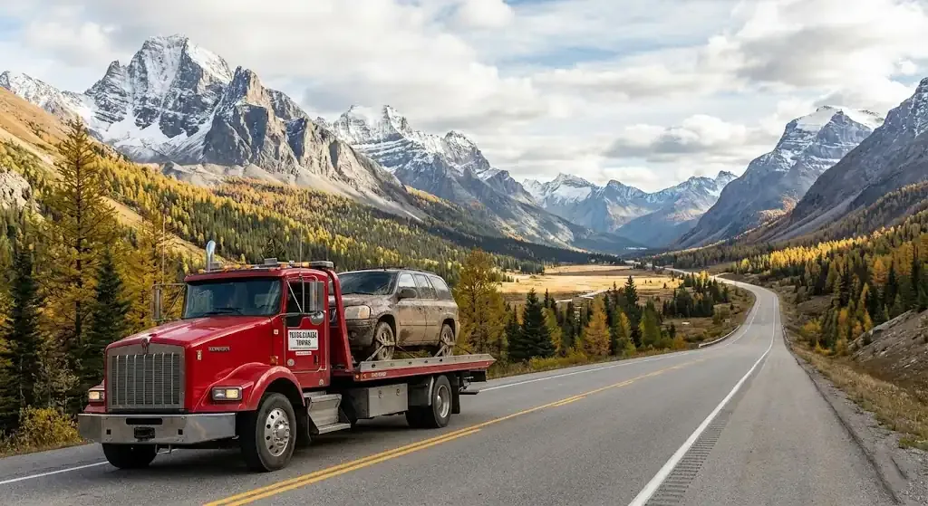 long-distance tow truck on a Victoria highway corridor