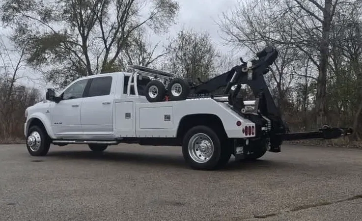 Victoria wrecker equipment securing damaged vehicle